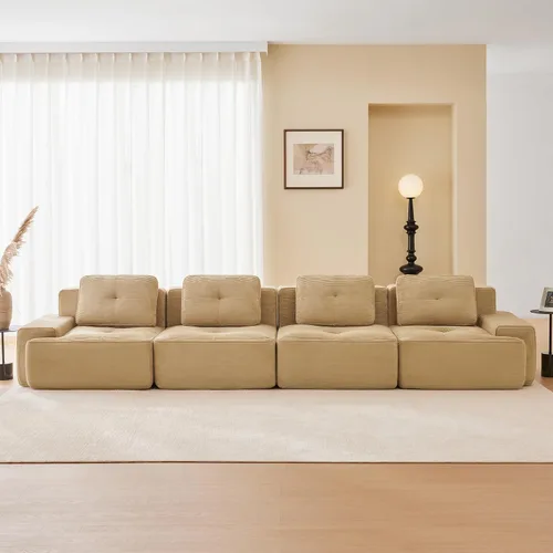 Miniatura 58 de Sofás modulares sin hueso de 152.8 pulgadas para sala de estar, sofá modular con diván en forma de L, cómodo asiento profundo tapizado de tela