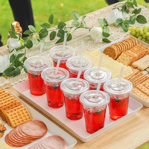 Miniatura 7 de VITEVER [100 Juegos - 20oz] Vasos de Plástico Transparente con Tapas y Pajitas, Vasos Desechables para Café Helado, Batido, Malteada, Bebidas Frías