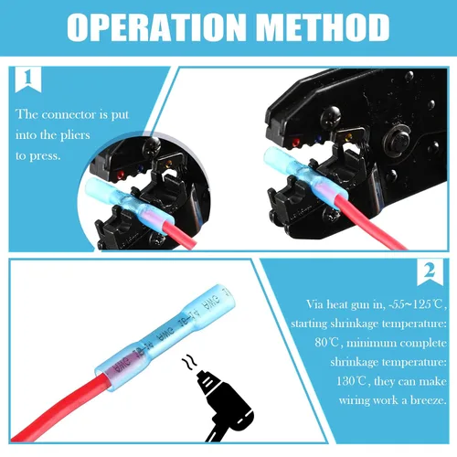 Miniatura 3 de Frienda 500 Piezas Conectores de Cable Termorretráctiles a Tope Azules Awg 16-14 Aislados Impermeables Conectores de Cable Eléctrico Automotriz