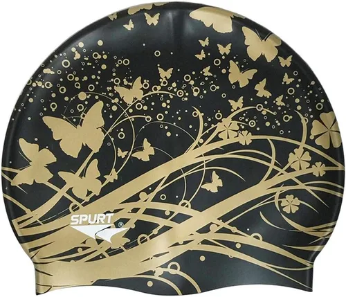 Miniatura 6 de Gorro de natación de silicona impermeable suave para niñas de verano para piscina de mar, gorro de baño para cabello largo Mariposa azul