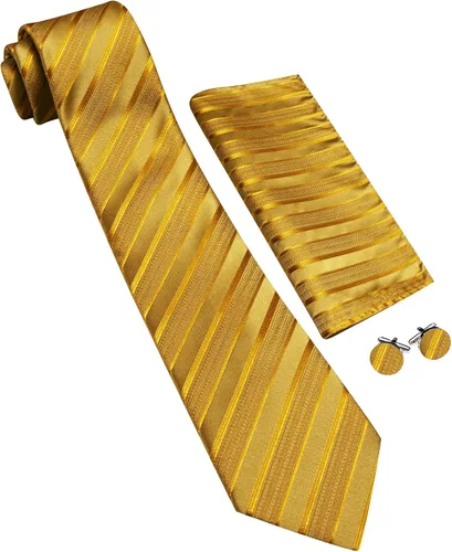Miniatura 287 de Barry.Wang Juego de corbatas para hombre, corbata de seda a rayas, tejido a cuadros, gemelos formales, negocios, boda