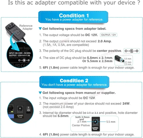 Miniatura 5 de CHANZON Adaptador de fuente de alimentación de conmutación de 24 W CA y CC de 12 V 2 A
