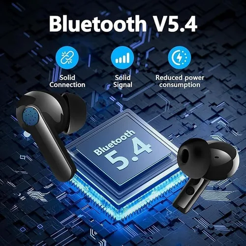 Miniatura 4 de Auriculares inalámbricos Bluetooth 5.4, auriculares estéreo de alta fidelidad 2025, 4 micrófonos con cancelación de ruido ENC, auriculares