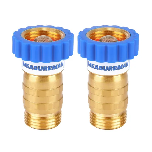 MEASUREMAN Latón sin plomo, regulador de presión de agua, 2 piezas, reductor de presión para cámper, remolque, RV, jardín, sistema de plomería,