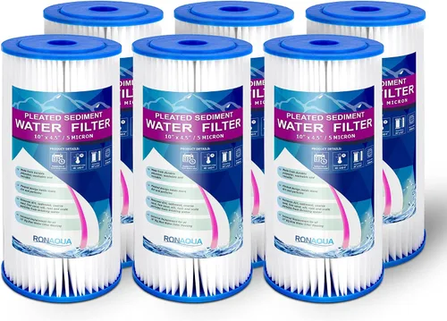 Miniatura 8 de Filtro de sedimentos plisado lavable y reutilizable de 10 x 4.5 pulgadas, superficie amplificada de 5 micras, elimina arena, suciedad, limo, óxido