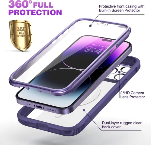 Miniatura 506 de Diaclara Funda diseñada para iPhone 16, mejorada [protección completa de la cámara], carcasa resistente de cuerpo completo con protector de pantalla