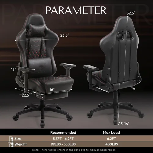 Miniatura 3 de Dowinx Silla de Juego Grande y Alta, Sillas de Videojuego con Reposapiés, Sillas de Juego de PC para Adultos - Silla Gamer Ergonómica Reclinable