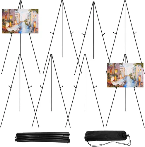 JEAWIWI 8 Soportes de Caballete Negros para Soporte de Letrero de Boda, Soportes Portátiles de Imágenes de 66 Pulgadas para Exhibición, Caballete de