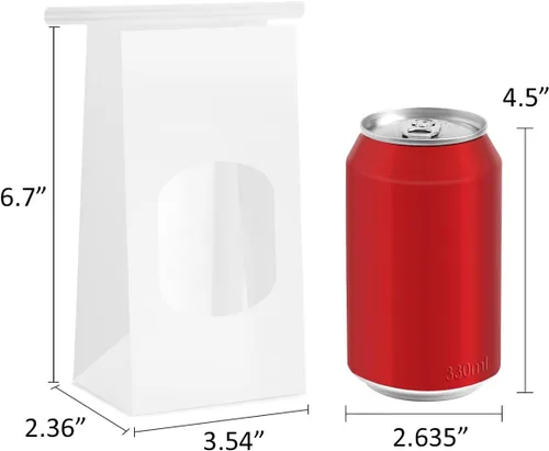 Miniatura 2 de BagDream Bolsas pequeñas de panadería con ventana, 50 unidades, 3.54 x 2.36 x 6.7 pulgadas, bolsas de papel kraft blanco con bloqueo de lengüeta