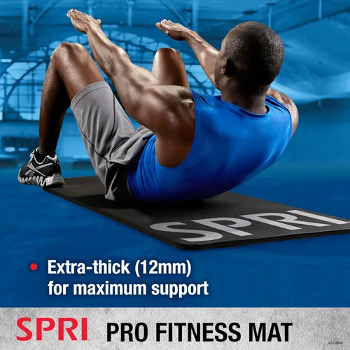 Miniatura 4 de SPRI Pro Fitness Matt de 0.472 pulgadas (0.472 in) - Tapete de ejercicio grueso para entrenamientos de piso, sentadillas, flexiones, estiramiento