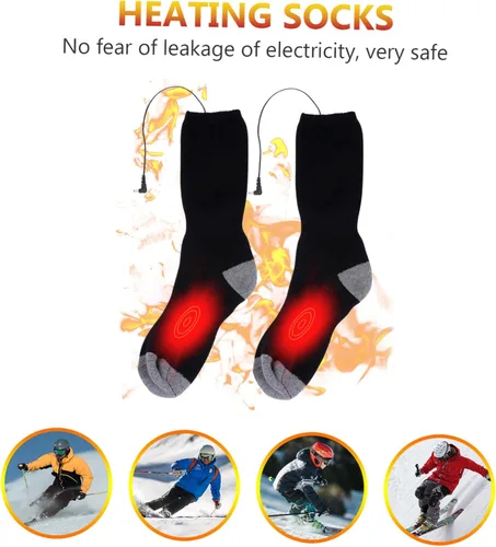 Miniatura 4 de BESPORTBLE Calcetines calefactables USB Aa batería calentadores de pies para mujeres hombres calcetines de vestir eléctricos con batería recargable
