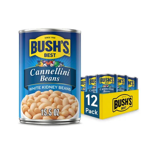 Miniatura 9 de BUSH'S BEST Frijoles enlatados Great Northern (paquete de 12), fuente de proteína y fibra a base de plantas, bajo en grasa, sin gluten, 15.8 onzas