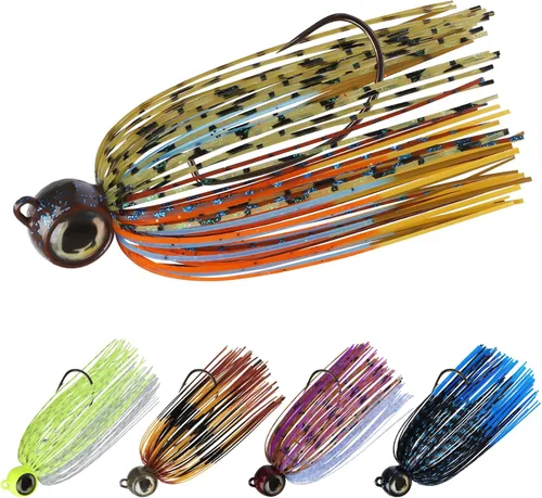 TRUSCEND Jigs Fishing Lures with Ultra Smooth Teflon Hook, Tour Grade Titanium Weed Guard Swim Jigs, Valuable Weedless Skirted Jig, Well-Made Lures