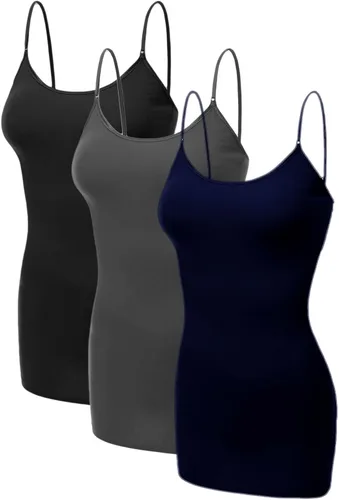 Miniatura 275 de Emmalise Camisola larga casual básica para mujer, con tirantes ajustables, top en capas