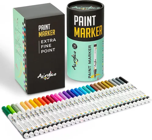 30 rotuladores acrílicos marcadores de pintura para bolígrafos de pintura de tela de metal, suministros de arte, marcadores de pintura acrílica,
