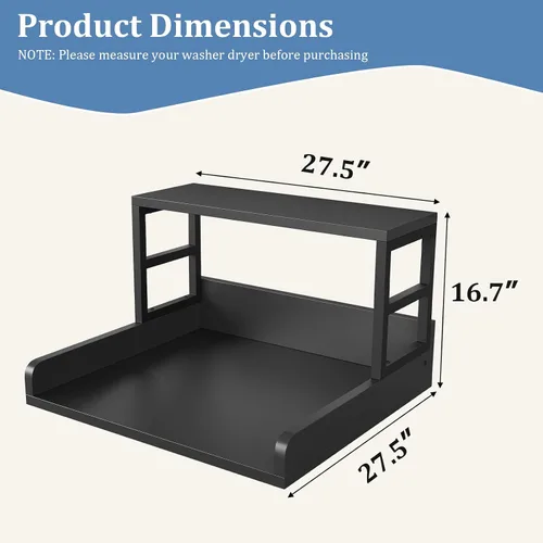 Miniatura 2 de EOSVALO Lavadora secadora encimera, 27.5 pulgadas de largo x 27.5 pulgadas de ancho x 16.7 pulgadas de alto, almohadillas antideslizantes, encimera