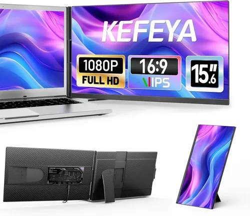 Miniatura 9 de KEFEYA - Extensor de pantalla para laptop, 14" FHD 1080P IPS, extensor dual de monitor portátil, monitor portátil conectar y usar (Plug & Play)