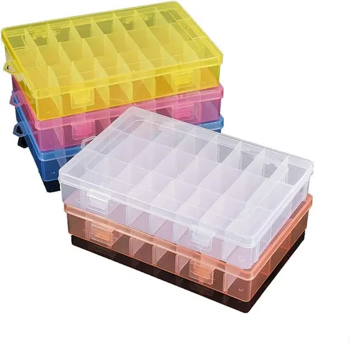 Miniatura 2 de Cajas de almacenamiento ajustables de plástico para joyas, 24 rejillas, caja de almacenamiento, cuentas de exhibición de joyas, aretes organizador