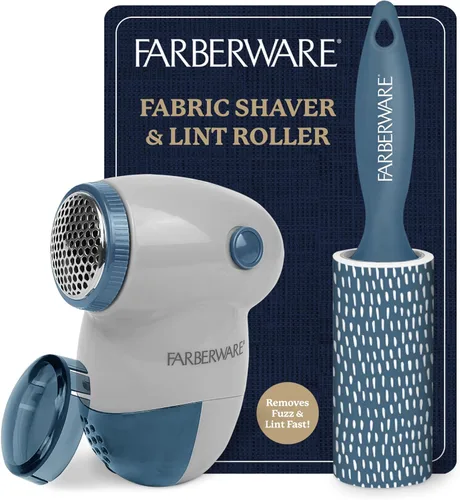 Miniatura 7 de Farberware - Juego de afeitadora de tela y removedor de pelusas, afeitadora de suéter a pilas con cuchillas triples y rodillo extra pegajoso