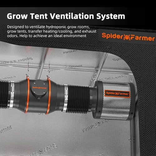 Miniatura 9 de Spider Farmer Kit de filtración de aire Ventilador de conducto en línea de 4 pulgadas, controlador de temperatura y humedad GGS, combo de filtro