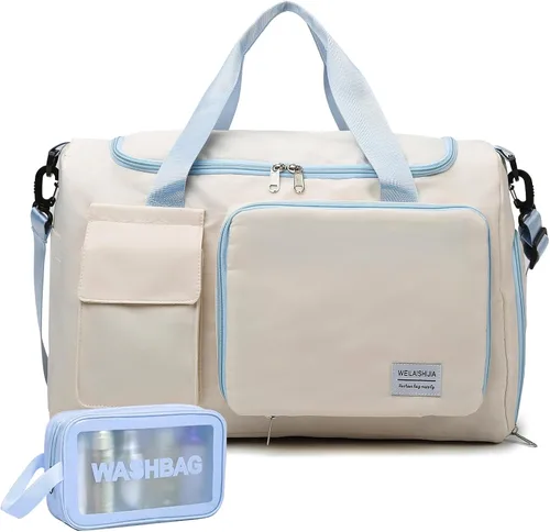 Miniatura 51 de Bolsa de Gimnasio Pequeña para Mujer, Bolsa de Lona de Viaje, Bolsa de Fin de Semana con Compartimento para Zapatos