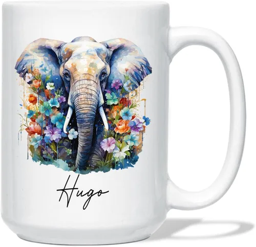Miniatura 12 de Taza de café de oso – Regalo personalizado para amantes, taza de té de animales salvajes con flores, regalo de cerámica personalizado para amantes