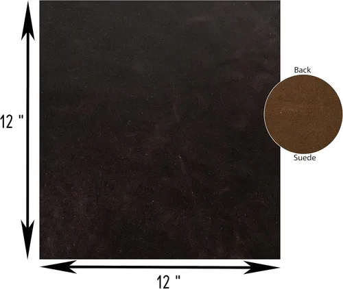 Miniatura 4 de FabricLA Hojas de herramientas y manualidades de cuero genuino Cuero de vaca de grano completo resistente (0.043-0.051 in) 12X12 - Marrón Navaro