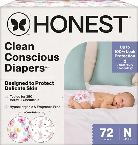 Miniatura 42 de The Honest Company Clean Conscious - Pañales para pieles delicadas, hasta un 100% a prueba de fugas, hipoalergénicos, sin fragancia, género neutro