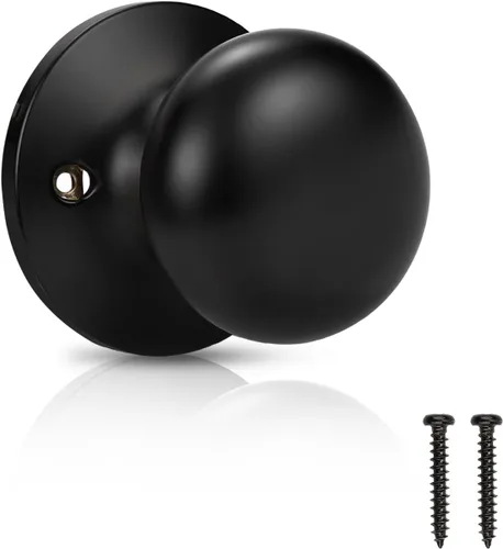 Miniatura 24 de KNOBWELL Paquete de 8 pomos de puerta de privacidad para baño y dormitorio, pomo de puerta negro mate con cerradura, cerradura de manija de puerta
