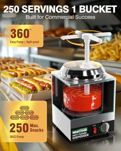Miniatura 3 de WantJoin Dispensador de queso nacho con bomba, calentador de queso Nacho de 2.8 cuartos de galón, calentador de dulce de azúcar caliente de acero