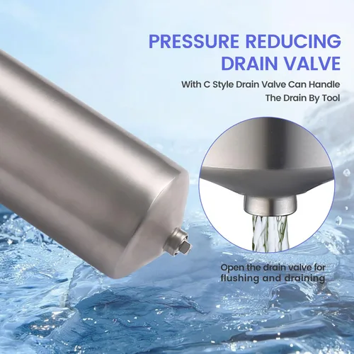 Miniatura 5 de NSF/ANSI 42 carcasa de filtro de agua de acero inoxidable para toda la casa, sistema de filtro de agua de sedimentos de 10 x 2.5 pulgadas para agua