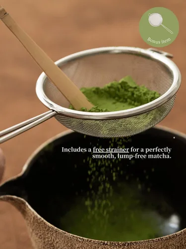 Miniatura 4 de Juego de 6 batidores japoneses de matcha, hecho a mano con cuenco (chawan), batidor de bambú (Chasen) y soporte, cuchara, tamiz y toalla de té, kit
