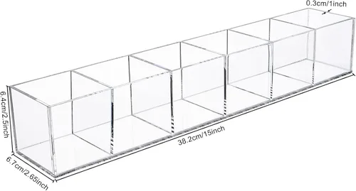 Miniatura 2 de dedoot Organizador de cajones transparente, 6 compartimentos, organizador de acrílico, cubo cuadrado de plástico duradero para maquillaje, joyas