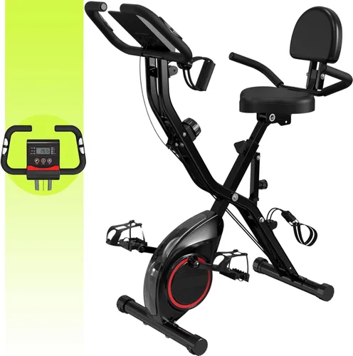 Miniatura 13 de Bicicleta estática de interior para el hogar con resistencia magnética de 16 niveles, bicicleta de ciclismo plegable ligera con 70% premontada