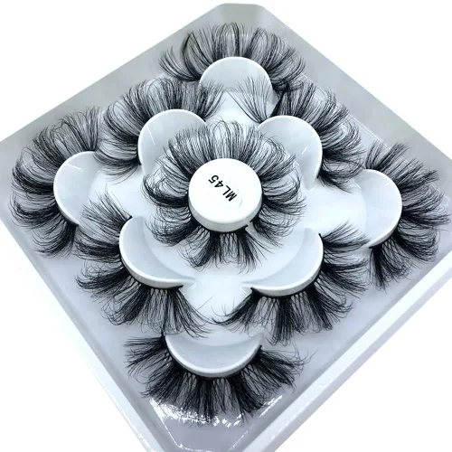 Miniatura 9 de 5 pares de pestañas postizas de visón 3D de 0.98 pulgadas a granel, con caja personalizada, pestañas postizas naturales finas al por mayor (ML-07)