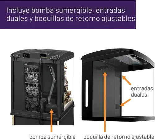 Miniatura 5 de Coralife BioCube, kit de acuario, tanque nano, iluminación LED personalizable, para ambientes de agua salada y agua dulce, 16 galones