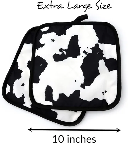 Miniatura 6 de Juego de 4 soportes para ollas extragrandes con estampado de vaca, agarraderas y almohadillas calientes para cocina con estampado de vaca