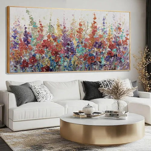 Miniatura 10 de XIANSHOU Arte de pared rosa y dorado con textura de flores para dormitorio, sala de estar, oficina, habitación de niñas, decoración de pared, 29 x