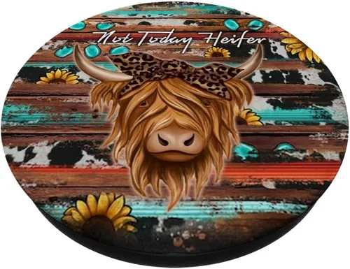 Miniatura 2 de Bandana de cuero de vaca Not Today Heifer Western Highland Cow PopSockets intercambiables PopGrip