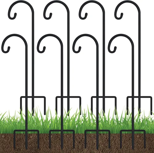 Miniatura 10 de FEED GARDEN Ganchos de pastor pequeños ajustables de 48 pulgadas para exteriores, gancho de jardín para linternas, ganchos de pastor para plantas