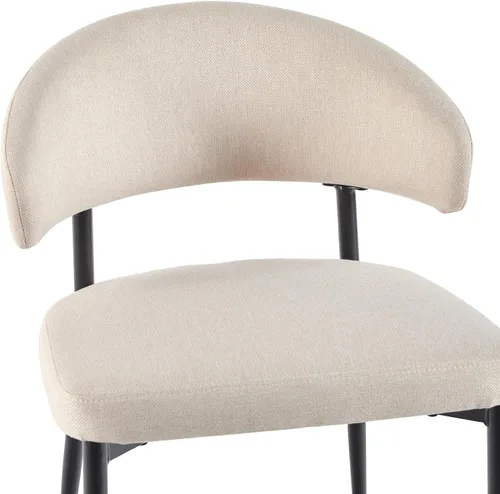 Miniatura 7 de Walker Edison Moderna silla de comedor tapizada con respaldo curvado con tapicería tejida de alto rendimiento y base de acero con recubrimiento