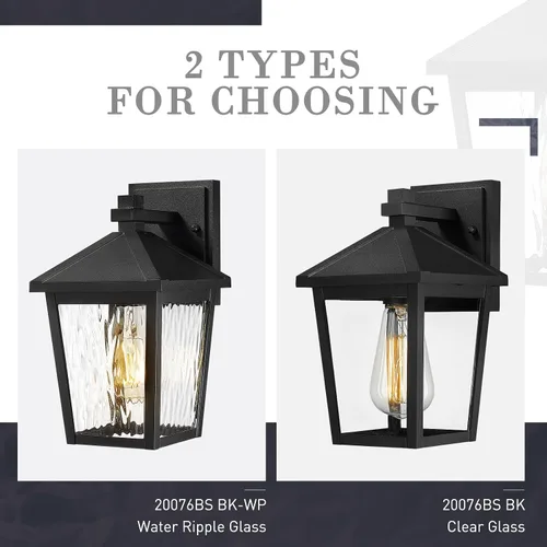 Miniatura 7 de zeyu 20076BS BK-WP - Iluminación de pared para exteriores de 10.5 pulgadas, lámpara de pared de patio para porche de casa, aluminio fundido a