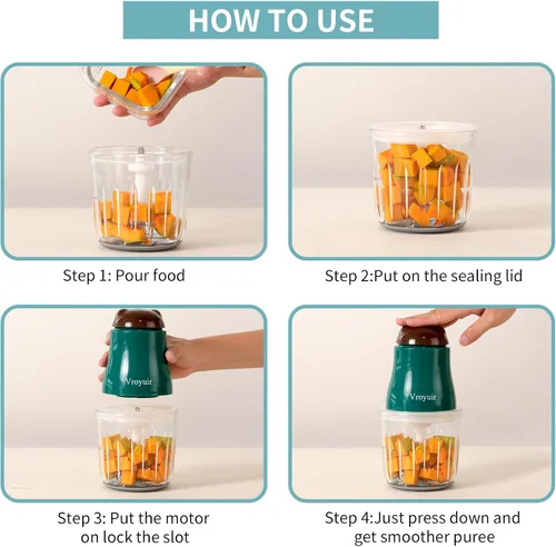 Miniatura 6 de Fabricante de Alimentos para Bebés, licuadora de alimentos para bebés de 600ML con 10 cuchillas, procesador de alimentos para bebés para alimentos