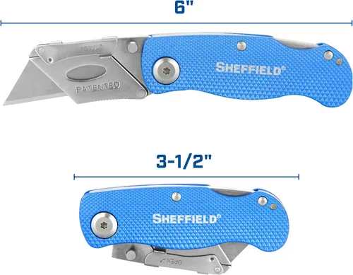 Miniatura 7 de Sheffield 12514 Cuchillo Utilitario Plegable Paquete de 3, Rellenos para Calcetines, Regalos para Hombres, Regalos para Papá, Hojas de Cuchillo