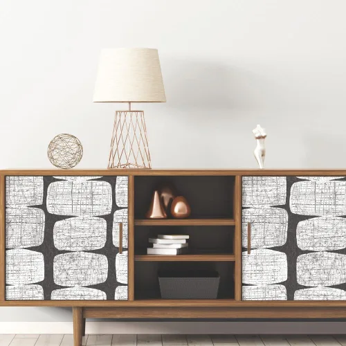 Miniatura 5 de RoomMates RMK12348PL Papel tapiz autoadhesivo de cuentas de mediados de siglo, Negro, Blanco