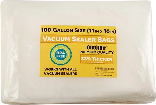 Miniatura 11 de 100 bolsas selladoras al vacío: tamaño de cuarto de galón (8 x 12 pulgadas) por OutOfAir funciona con FoodSaver y otras máquinas, 33% más gruesas
