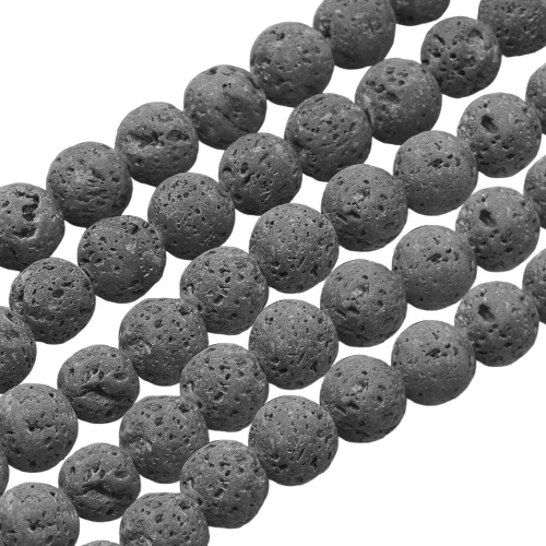 Miniatura 16 de PH PandaHall 620 piezas de cuentas de lava natural de 6 mm sin teñir, cuentas de piedra de lava gris, cuentas de chakra, cuentas sueltas redondas