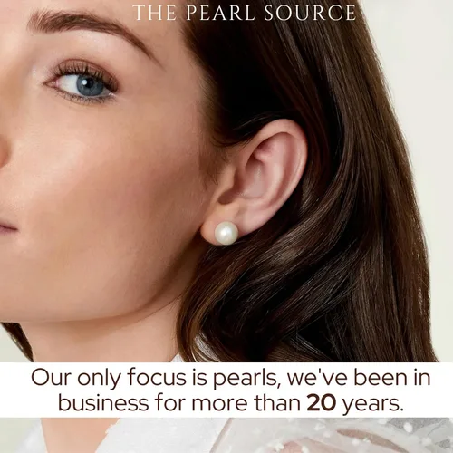 Miniatura 7 de THE PEARL SOURCE AAAA Quality 14K Gold Plated Sterling Silver White Freshwater Real Pearl Earrings for Women Hypoallergenic Earrings with Genuine