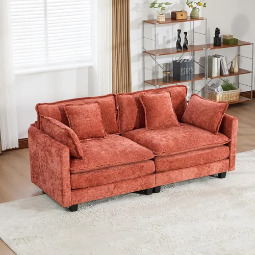Miniatura 106 de Sofá modular negro de 111.5 pulgadas, sofás seccionales grandes de 3 plazas para sala de estar, sofá nube de tela de felpilla de gran