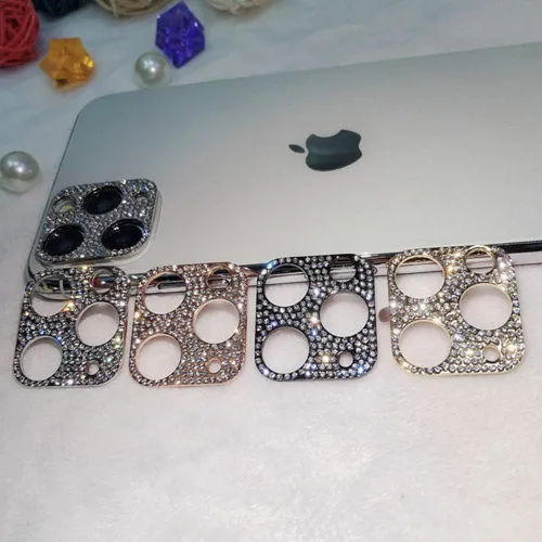 Miniatura 5 de Paquete de 2 protectores de lente de cámara con purpurina compatibles con iPhone 11 de metal con diamantes brillantes para lente de cámara (negro)